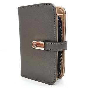 Women's Luxury Leather <b>Wallet</b> with Magnetic Cover Simple Style and <b>RFID</b> Feature Gray Model CHD-1001 - Product Image 1