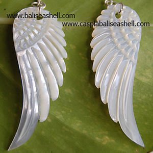 Mother of Pearl Seawater Pearl Silver Plated Casual/Sporty Drop <b>Earrings</b> <b>Wing</b> Art Shell Motif for Gift - Product Image 4