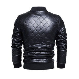 แจ็กเก็ตเบสบอลตามสั่งสำหรับผู้ชายแขนเสื้อหนังผ้าใบหนังแกะปักลาย - Product Image 3