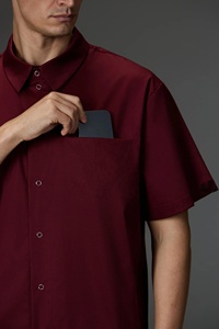 Ensemble de blouses médicales bordeaux à manches courtes pour femmes, en coton et polyester tissé, uniformes d'hôpital, pantalon à détection d'aiguilles, thermocollage sans couture - Product Image 4