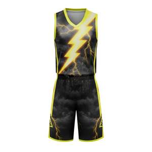 Ensemble d'uniformes de basketball personnalisés avec effet de peinture au pinceau, sublimé, en micro-maille polyester, design vibrant, pour hommes et jeunes, vêtements d'équipe - Product Image 4