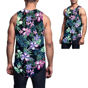 Vente en gros Débardeurs grande taille imprimés sur mesure pour hommes Gilet à dos nageur par sublimation Chemises d'entraînement tricotées sans manches pour la course - Product Image 2