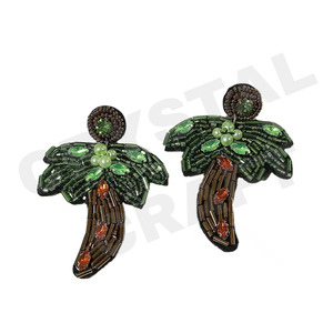 Acheter Boucles d'oreilles perlées pour les femmes patriotique Memorial Day Orange blanc bleu couleur tissu matériel - Product Image 4