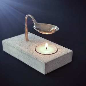 Stainless steel wax melt burner with spoon and tealight <b>candle</b> furnace sealing wax warmer aromatherapy and craft tool - Product Image 6