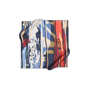 Bufanda cuadrada de poliéster azul marino con estampado abstracto - Product Image 1