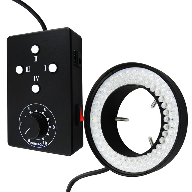 Durable Ring Light with 72 LED's Light Microscope Camera Illuminator Four Zone Lighting 6500K Color Temperature