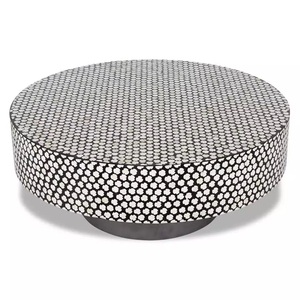 Table de centre de café en incrustation d'os au design géométrique Mobilier indien fait à la main pour le salon Table d'appoint moderne - Product Image 2