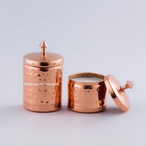 Pot de bougie chauffe-plat fini or martelé en laiton avec couvercle pour événement de mariage maison éclairage de table décor pot de bougie - Product Image 2