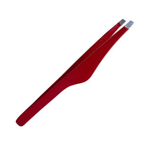 Maroon Color Slant Tip Tweezers Eyebrow and Ingrown Hair Removal Tools Made With German Stainless Steel 3" - Product Image 3