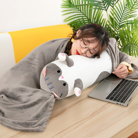 Coussin-Plaid en Peluche Longue en Forme de Chat, Qualité Export, Jouet en Peluche, Compagnon de Sommeil, Poupée Double Usage pour la Sieste et comme Cadeau