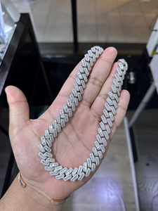 20mm Moissanite <b>Cuban</b> Link <b>Chain</b> 925 Sterling <b>Silver</b> Custom Length - Product Image 4