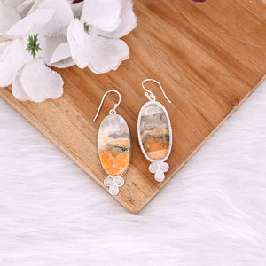 Nouveauté : Boucles d'oreilles pendantes en laiton plaqué or jaune avec pierre précieuse naturelle Jaspe Abeille, Fabricant de bijoux sur mesure - Product Image 4
