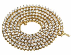 Collar de tenis de oro de 10K personalizado con diamantes cultivados en laboratorio de corte redondo Una cadena helada de moda para mujeres - Product Image 1