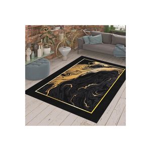 Tapis imprimé numérique à effet de marbre noir taille personnalisable Pile découpée Chenille PVC plastique pour enfants porte de prière de voyage musulman - Product Image 4