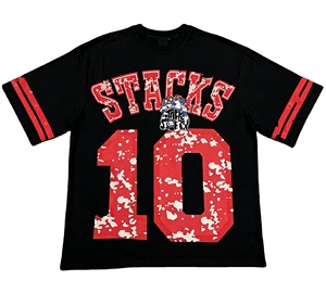 Camiseta Deportiva Vintage Oversize para Hombre, Estilo Urbano, 260 g/m², 100% Algodón, Número 10, Puños Desgastados, Manga Corta, Estampada - Product Image 1