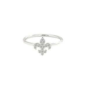Bague pour femme en argent 925, forme fleur de lys, sertie pavé de moissanite et de diamants ronds, style classique, pour usage quotidien - Product Image 1