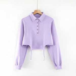 Logo personnalisé de haute qualité en coton à manches longues avec fermeture éclair blanc haut court sweat à capuche pour femme pour vêtements de sport décontracté uni - Product Image 1