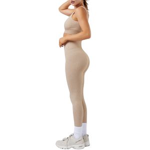 Ensemble de yoga pour femmes, tenue de sport côtelée à haute élasticité, tenue de fitness confortable et sans couture pour l'entraînement quotidien - Product Image 3
