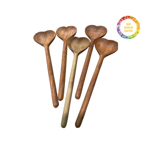 Mango ergonómico Cucharas de madera dura Utensilios de servicio duraderos para cocinas saludables - Product Image 2