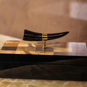 Joyero de resina de cuerno de búfalo para caja de almacenamiento de resina y cuerno de diseño moderno personalizado a precio barato con ágata de venta - Product Image 6