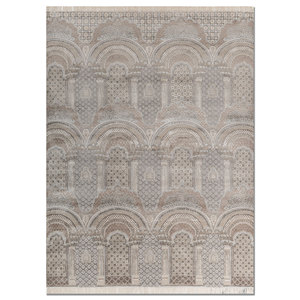 Tapis Khidki en laine et soie de bambou noué à la main, motif géométrique, pour salon, tapis rectangulaire pour couloir - Modèle LRB (1816) - Product Image 1