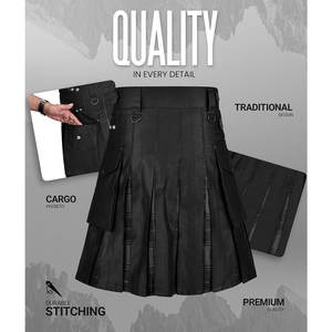Venta al por Mayor de Kilts Híbridos para Hombre, Diseño Escocés Tradicional con Tartán Highlander Gris 2026 - Product Image 3