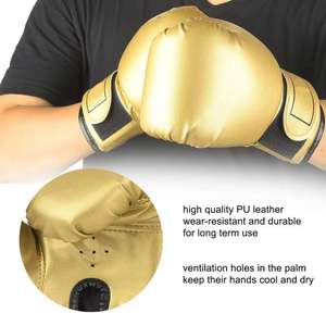 High Quality Leather MMA Boxing <b>Gloves</b> for Adults Solid Color Breathable <b>Moisture</b> Wicking Hook Loop Closure Outdoor Unisex - Product Image 4