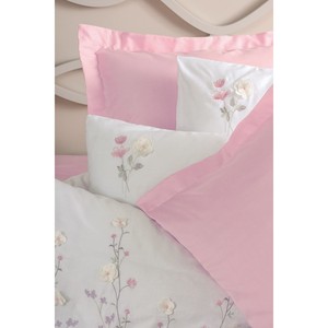 Juego de Funda Nórdica Doble de Satén Bordado 3D de Algodón Rosa Jolie, Ropa de Cama Floral de Princesa para el Hogar, 4 Piezas, Franela, King/Twin - Product Image 4