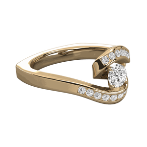 Bague solitaire à sertissage en canal avec tige torsadée en diamant rond - Product Image 5