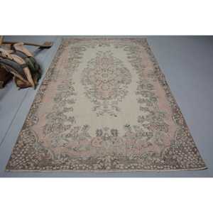 5.6x9.4 ft Rug, Vintage Turkish Rug, <b>Brown</b> Solid <b>Wool</b> Rug - Product Image 1