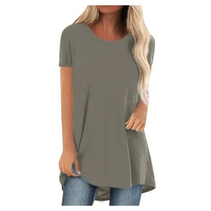 T-shirt à col en V pour femmes Tendance de la mode estivale avec rayures Haut ample surdimensionné à manches courtes Taille XL - Product Image 4
