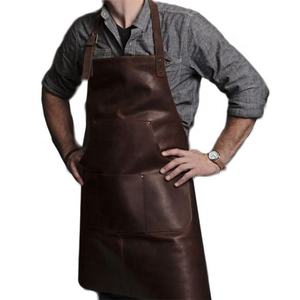 Delantal de cuero genuino de alta calidad para barbacoa Delantal de trabajo de cuero personalizado duradero - Product Image 3