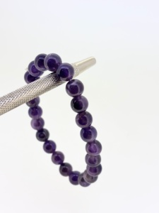 Pulsera Ajustable de Lujo de Plata de Ley 925 con Cuentas Ovaladas de Cabujón de Amatista de 8 mm, Regalo para Fiesta, Color Morado - Product Image 4
