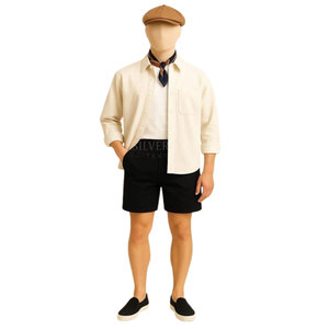 Ensemble chemise et short en coton 2 pièces pour homme avec mocassins noirs | Logo personnalisé et options de couleur disponibles - Product Image 3