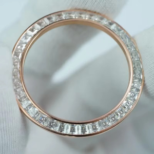 Bague de montre octogonale géométrique en acier inoxydable faite à la main, style saphir bleu, pierres carrées, luxe unique pour l'EXPORTATION 40mm - Product Image 2