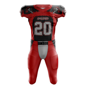 Vente en gros Ensembles d'uniformes de football drapeau à manches courtes pour jeunes Conceptions personnalisées Sublimation Broderie Applique Vêtements de football américain - Product Image 5
