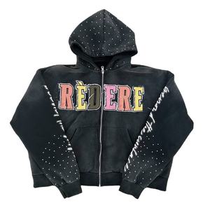 Sudadera con Capucha de Algodón Grueso de Primera Calidad, Estilo Hip Hop, Bordado Desgastado, 450GSM, Estilo Urbano, Efecto Decolorado por el Sol - Product Image 1