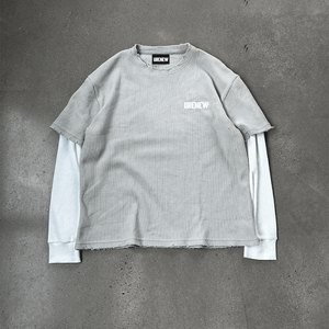 Logotipo personalizado de alta calidad 100% algodón en blanco peso pesado de gran tamaño de manga larga vintage lavado ácido camiseta - Product Image 4
