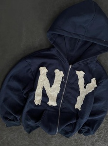 <b>Top</b> Deals <b>Distressed</b> Rough Patches Hoodie for Men Women Streetwear Vintage Washed Cotton Pullover Sweatshirt Hoodies - Product Image 6