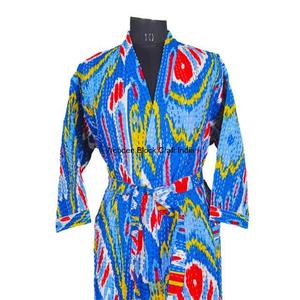 Veste kimono en coton indien fait main, imprimé floral, robe matelassée, vêtements longs d'été pour femmes - Product Image 3