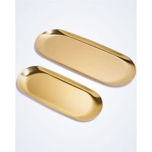 Luxury Gold Stainless Steel Oval Decorative <b>Tray</b> Metal <b>Jewelry</b> Display Plate Cosmetic Organizer & Candle Holder for Home Decor - Product Image 3