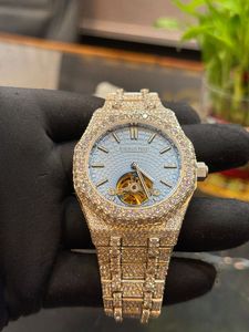 Montre en acier inoxydable blanc de luxe de haute qualité, mouvement mécanique glacé, édition limitée, moissanite, pour homme et femme, prix d'exportation - Product Image 4