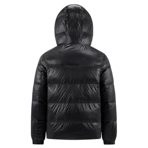 Veste d'hiver matelassée à capuche pour homme, bleu marine, coupe-vent, épaisse, coupe classique, fermeture éclair, couleur unie - Product Image 4