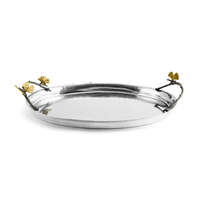 Trendy meilleure qualité plaqué argent plat de service alimentaire forme ovale dessus de table plateau de service Pack pour un usage domestique avec motif unique