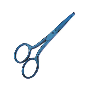 Tijeras para Barba con borde de maquinilla de afeitar de Color azul de alta calidad 4. Tijera alemana para barba y bigote de acero inoxidable - Product Image 1