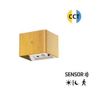 Lampada da parete ricaricabile in legno con sensore crepuscolare e di movimento (F-Bright 2071005-M) - Product Image 1