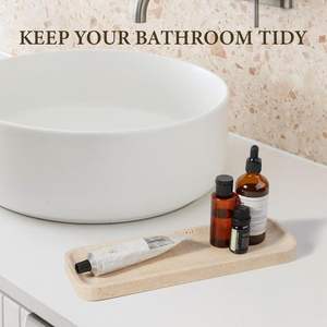 Plateau en marbre Koville pour lavabo de salle de bain, 12x4 pouces, beige naturel, léger, moderne, organisateur de comptoir de cuisine - Product Image 5