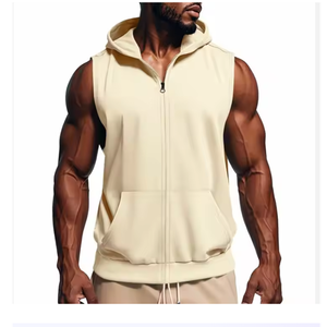 Sudadera con capucha de moda de verano sin mangas para hombre, estampado digital de pantalla de seda, estilo callejero, Bolsillo grande tejido a mano en Bangladesh - Product Image 2