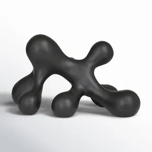 Sculpture abstraite en aluminium cosmopolite, décoration d'intérieur, statue d'accent, moderne, argenté poli, figurine antique noire - Product Image 5