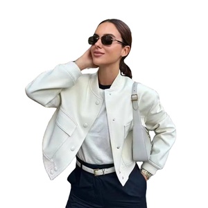 Customizable 2024 Autumn <b>Women's</b> Large Pocket Pilot <b>Jacket</b> Loose Single Breasted Coats Stand Simple Leisure Outwear <b>for</b> Winter - Product Image 5